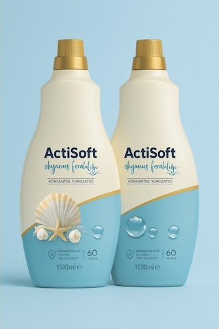 Actisoft Yumuşatıcı Okyanus Ferahlığı 2 X 1500 Ml 120 Yıkama İçin Konsantre Formül 2'li Set
