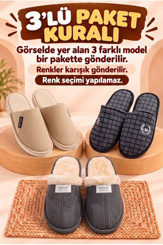 Stwenn 3 Lü Avantajlı Paket Kışlık Peluş Desenli Sessiz Ortopedik Taban Çeyiz Misafir Ev Terliği Set Mario-çnk-ucc
