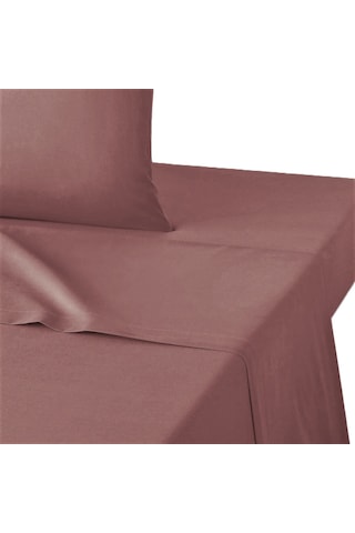 Pamuklu Gül Kurusu 160x240 Tek Kişilik Lastiksiz Düz Çarşaf