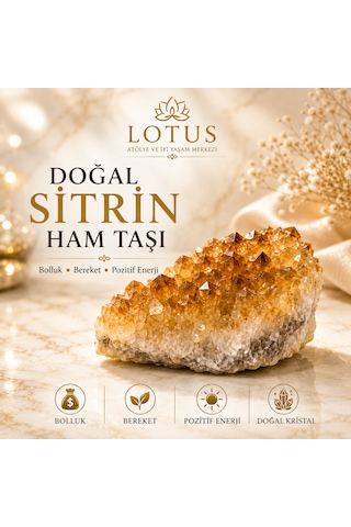 Premium Brezilya Doğal Sitrin Ham Taşı Doğal Kristal Dekor Taşı 60