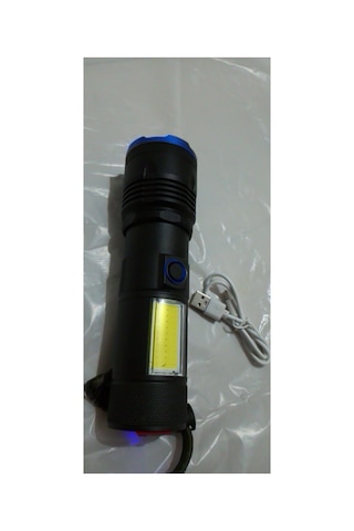 El Feneri Zoomlu Çok Fonksiyonel Aydınlatmalı Usb Şarzlı Siyah