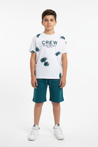 Toontoy Kids Toontoy Erkek Çocuk 2'li Crew Yazı Baskılı Şortlu Takım Petrol Mavi