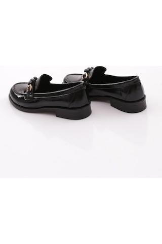 Dgn 2624412 Kadın Tokalı Loafer Ayakkabı Siyah Rustik