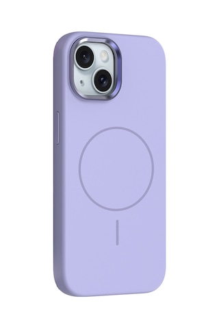 Apple Uyumlu iPhone 14 Kılıf M-safe Şarj Özellikli Metal Kamera Çerçeveli Zore Edi Silikon Kapak Lila
