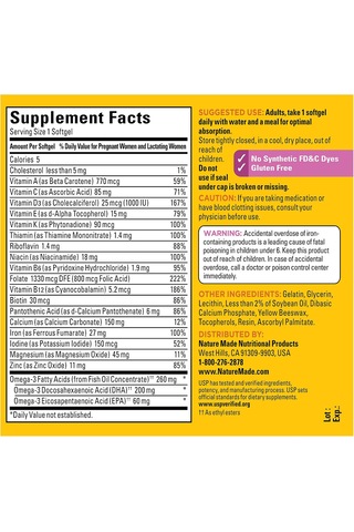 Naturemade Prenatal Folic Acid+dha 110 Softgels Orijinal Usa Menşeii Dmmedicineden