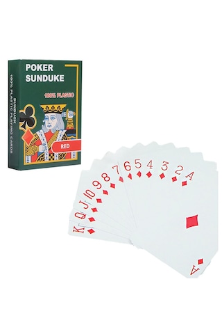 Kırmızı Pvc Plastik Su Geçirmez İskambil Oyun Kağıdı Cin444kr