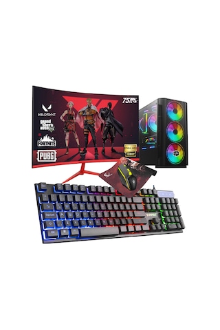 Zeiron SX75 i7-860 8 GB 240 GB SSD GT730 24" Dos Curved Masaüstü Oyuncu Bilgisayarı