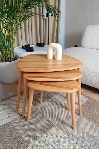 Fawdecor Amorphous 3'lü Zigon Sehpa Seti Naturel