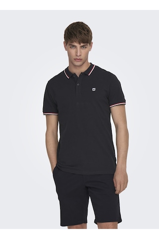 Only & Sons Düz Siyah Erkek Polo T-shirt - 22024827
