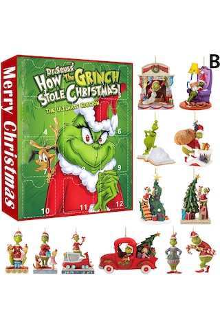 Gajeena Yılbaşı Ağacı Süsü - 12 Saatli Greenwich Şans Kutusu Yeşil Tüylü Canavar Dekoru