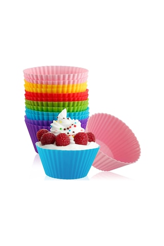 Muffin Silikon Mini Kek Kalıbı-24 Adet Muffin Kapsül Renkli Yanmaz Yapışmaz