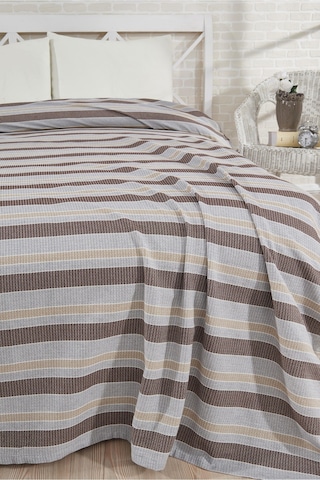 Pamuklu Gri Çarşaflı Lastikli Çarşaflı Pike Takımı 200x230 Kahverengi