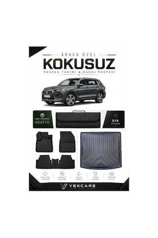 Seat Tarraco 2021 Model Aracınıza Özel 4d Karbonlu Kauçuk Paspas Takımı Ve Bagaj Havuzu