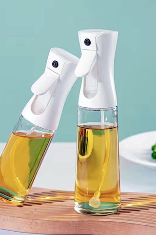 Sprey Cam Şişe Zeytinyağı Sirke Yağ Püskürtücü Yağdanlık Airfryer 200 Ml Beyaz