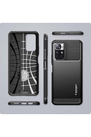 Spigen Redmi Note 11t 5g İle Uyumlu Kılıf Rugged Armor Matte Black