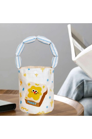 Homyl Kadın Kova Çantası Taşınabilir Çanta Günlük Sevimli Ekmek Deseni