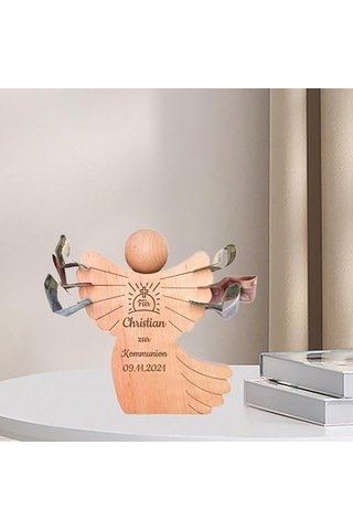 Suntek Oyma Ahşap Melek Heykelcik Dini Hediye Dekoratif Melek