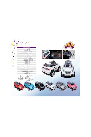 Aliş 605-k Uzaktan Kumandalı Bmw Akülü Araba Tx-5k 12v Sabit Seçenek 1 Değeri Kırmızı, Siyah, Mavi
