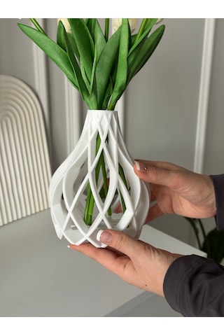 3d Dekoratif Modern Tasarımlı Şık Ve Zarif. Gösterişli Sahha Vazo. Masa Vazo. Salon Vazo Beyaz