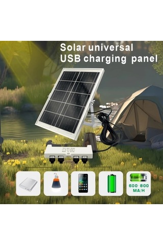 Motion003 6v 6w Güneş Enerjili Şarj Şeridi 4 Usb Portlu 600 800ma Çıkışlı 5 Metre Kablo