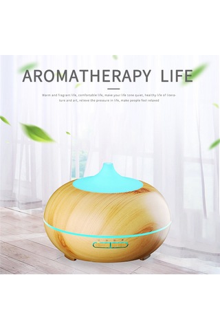 Tenfowee 550ml Ahşap Desenli Ultrasonik Aromaterapi Nemlendirici - Renkli Gece Işığı, Otomatik Kapanma
