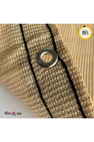 %95'Lik Gölgelik-Rüzgar Filesi-Koyu Bej |Güçlendirilmiş Kenar