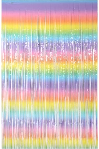 Metalize Arka Fon Kapı Perdesi Makaron Gökkuşağı 100x200 CM