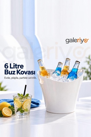 Galeriyo 6 Lt. İçecek Ve Buz Kovası Taşınabilir Beyaz