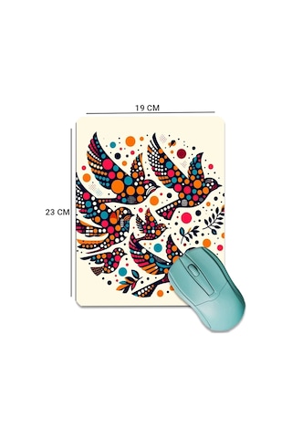 Sonictouch Renkli Kuşlar Pürüzsüz Yüzey Kaymaz Taban Dikişsiz Kenar Gamer Oyuncu Mouse Pad 19x23cm Mousepad