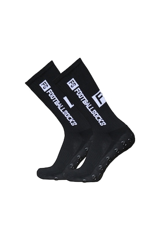 Gajeena Profesyonel Futbol Çorabı Silikon Süspansiyonlu Kayma Engeli Antrenman Ve Maç İçin Siyah Siyah