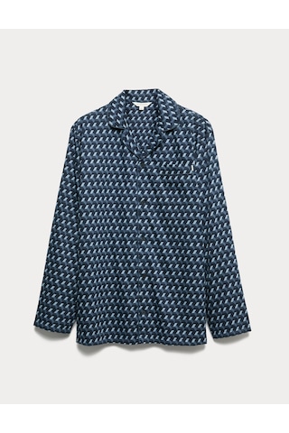 Marks & Spencer Pamuk Karışımlı Pijama Üstü T07001327a Lacivert