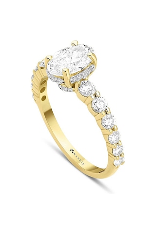 1.80 Karat Oval Tektaş Pırlanta Yüzük Beyaz Altın