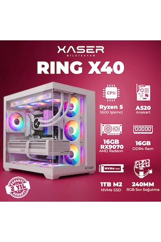 Xaser Ring X40 R-5 5600 16 GB  1 TB M.2 Nvme  SSD 16 GB RX9070 Free Dos Masaüstü Oyuncu Bilgisayarı