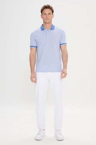 AC&Co / Altınyıldız Classics  Erkek Mavı Slim Fit Dar Kesim Pamuklu Jakarlı Polo Yaka Tişört Mavı