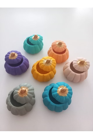 Mini Balkabağı 6'lı Lokumluk, Kahve Yanı Sunumluk Renkli Dekoratif Obje 02