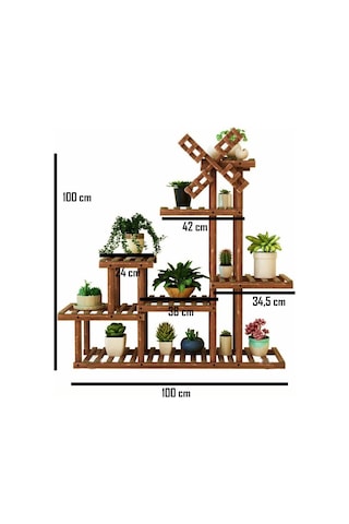 Alandekor Eskitme Ahşap Dekoratif Çiçeklik Saksılık Balkon Bahçe Standı (449232808) Ceviz