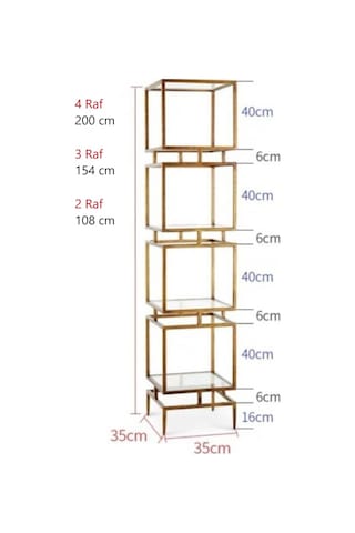 Olope Pirinç Eskitme Metal 2 Raflı Kitaplık Çiçeklik Gümüşlük Duvar Rafı