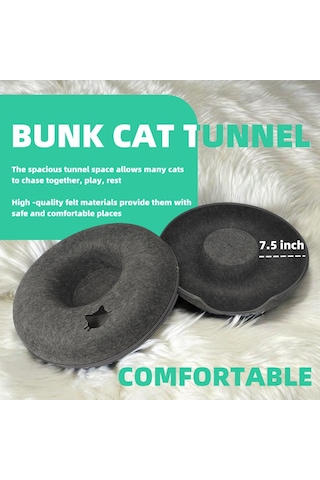 Mufunye Rahat Kedi Donut Tünel Yatağı Çıkarılabilir Her Mevsim Yarı Kapalı Kedi Yuvası E