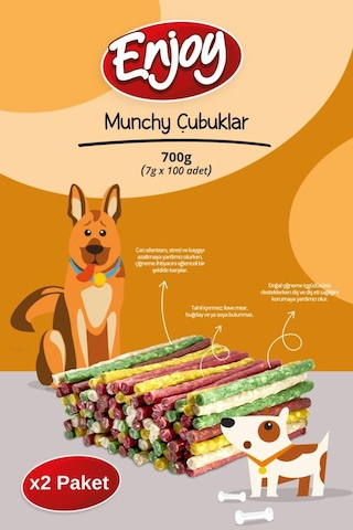 Enjoy Munchy Burgu Çubuk Köpek Kemiği 7g X 200 Adet
