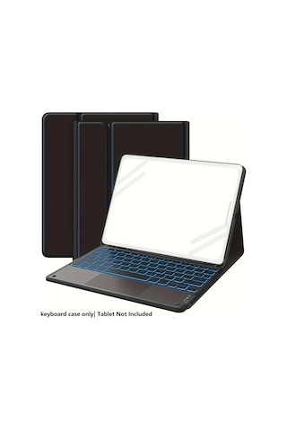 Honeybeeshop İpad Uyumlu 10 11 Nesil A16 İçin Klavyeli Kılıf 7 Renkli Aydınlatmalı Çıkarılabilir Klavye Ve Dokunmatik Ped İpad Uyumlu 9 8 10 11 Pro 1 4 Nesil Air 3 4 5 İçin Siyah