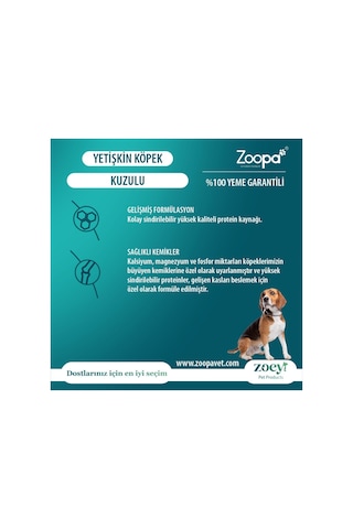 Zoey Kuzulu Yetişkin Köpek Maması 15 Kg