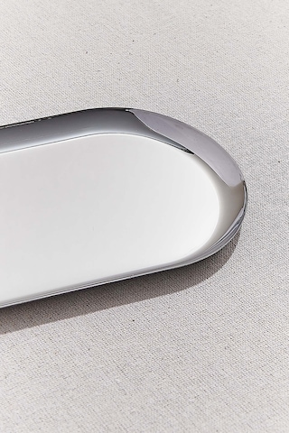 Pasabahce Metal Oval Tepsi 21 Cm Silver - 1 Adet Gri