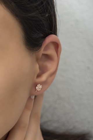 Nereze 925 Ayar Gümüş Minik 4 Yaprak Yonca Küpe