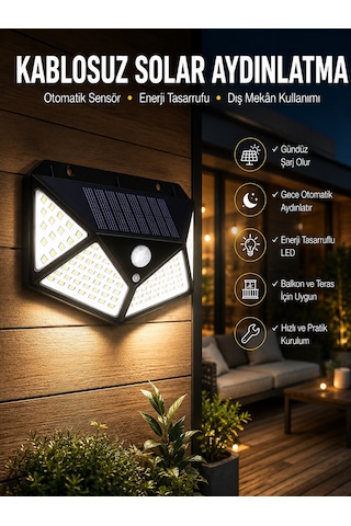 Güneş Enerjili Bahçe Aydınlatma Lambası Solar 100 Led Lamba - Bayi Depom Diğer