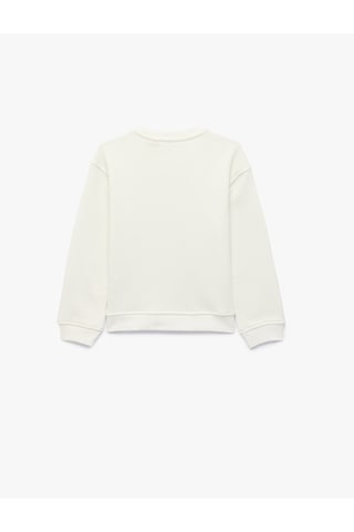 Koton Stitch Baskılı Şardonlu Uzun Kollu Bisiklet Yaka Lisanslı Sweatshirt Ekru 7wkg10044ak