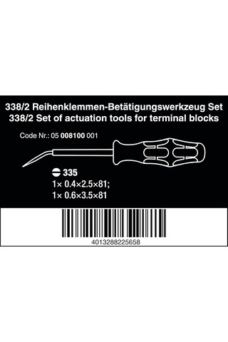 Wera 338/2 Klemensler Için Alet Seti, 2 Parça - 05008100001