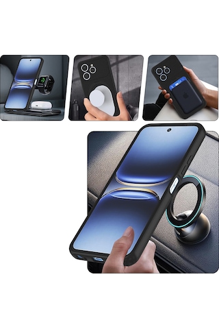 Ardemix Tecno Spark 40 Kılıf M-safe Şarj Özellikli Standlı Zore Samara Kapak - Siyah