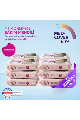 Med-cover Baby Pişik Önleyici Bakım Mendili 50'li x 12 Avantaj Paketi