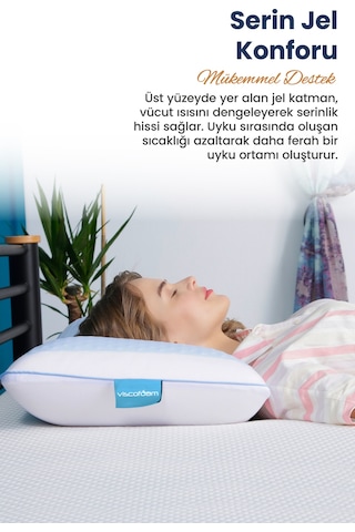 Viscofoam Bonni Terletmeyen Ortopedik Yastık Serinleten Visco Yastık Jelli Yastık 59x39x15.5cm