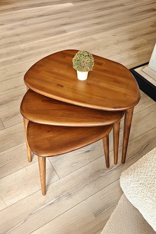Fawdecor Amorphous Orta Sehpa Ve 3'lü Zigon Sehpa Seti Ceviz